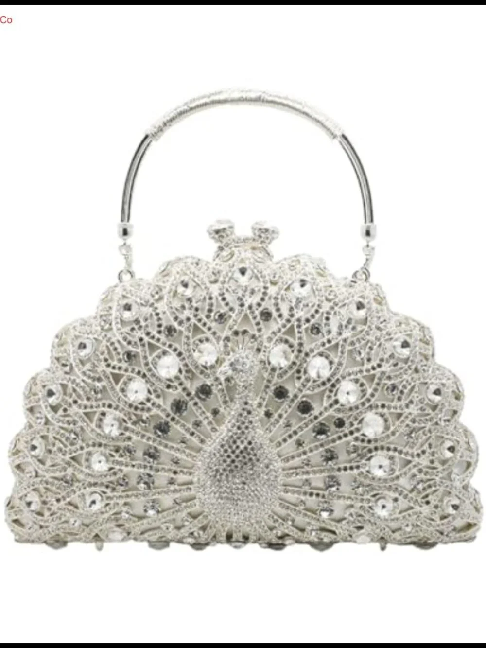 Peacock Crystal Clutch Rhinestone Evening Bag with Detachable Chain